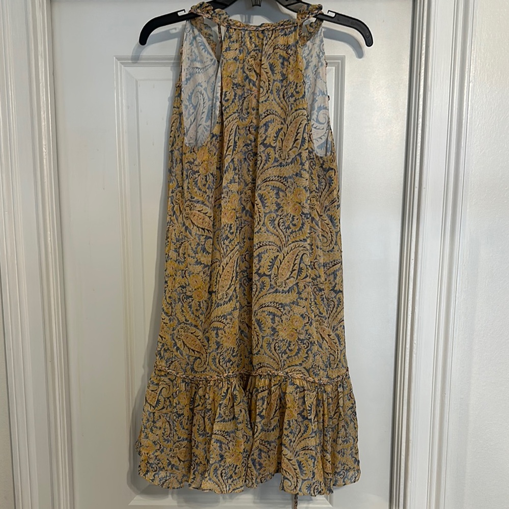Veronica Beard Yellow and Blue Paisley Mini Dress
